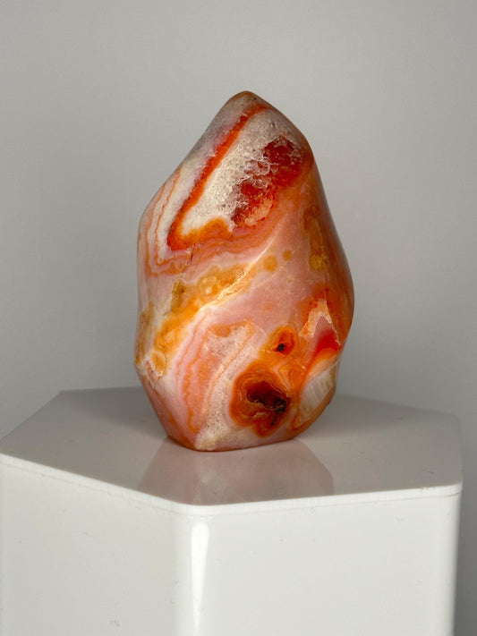 Carnelian Flame | Natural Orange Carnelian Crystal Flame Carving | Polished Mineral Specimen for Collectors Display Decor Accent