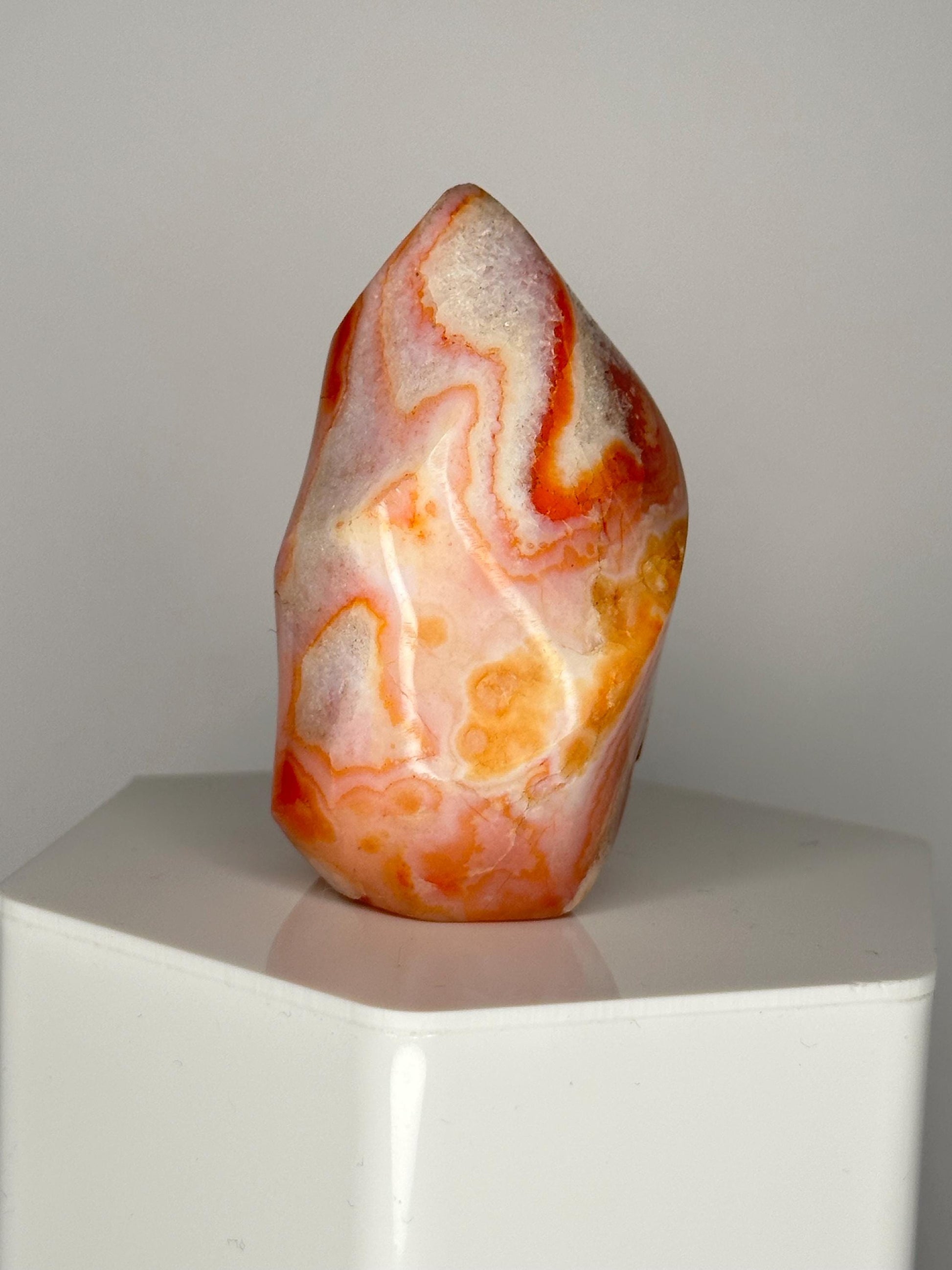 Carnelian Flame | Natural Orange Carnelian Crystal Flame Carving | Polished Mineral Specimen for Collectors Display Decor Accent