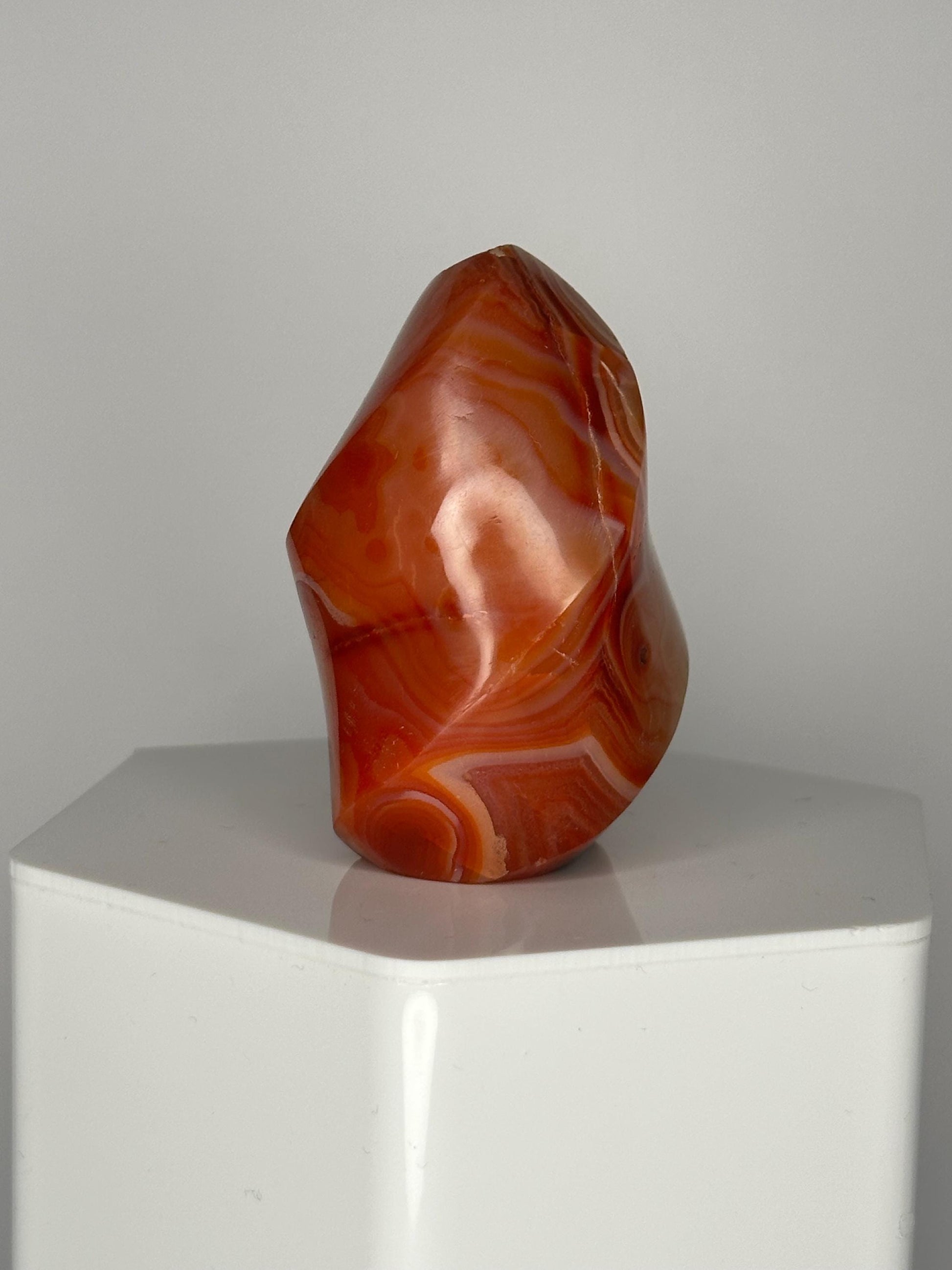 Carnelian Flame | Natural Orange Carnelian Crystal Flame Carving | Polished Mineral Specimen for Collectors Display Decor Accent