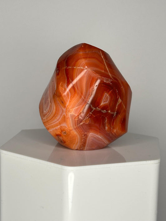 Carnelian Flame | Natural Orange Carnelian Crystal Flame Carving | Polished Mineral Specimen for Collectors Display Decor Accent