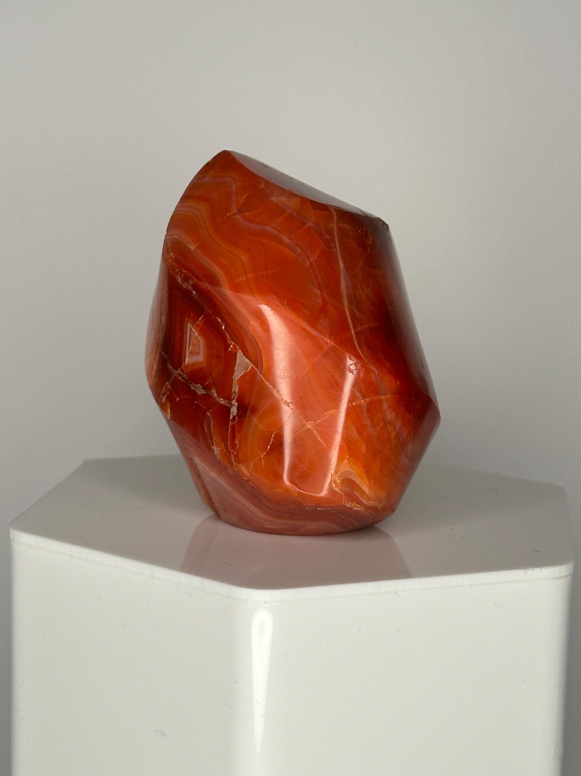 Carnelian Flame | Natural Orange Carnelian Crystal Flame Carving | Polished Mineral Specimen for Collectors Display Decor Accent