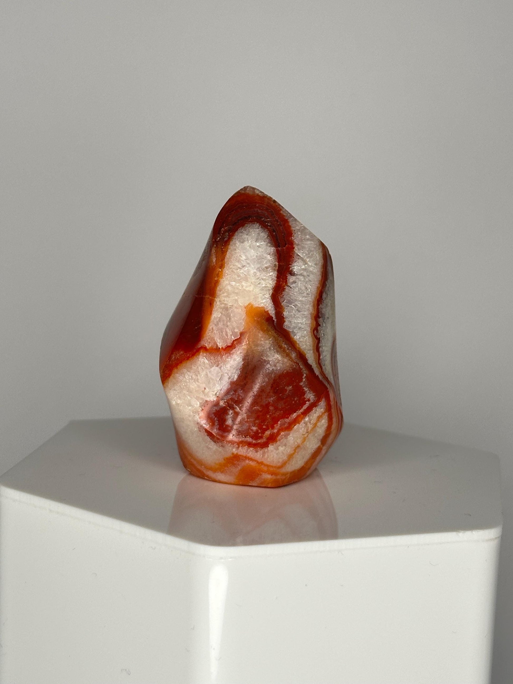 Carnelian Flame | Natural Orange Carnelian Crystal Flame Carving | Polished Mineral Specimen for Collectors Display Decor Accent