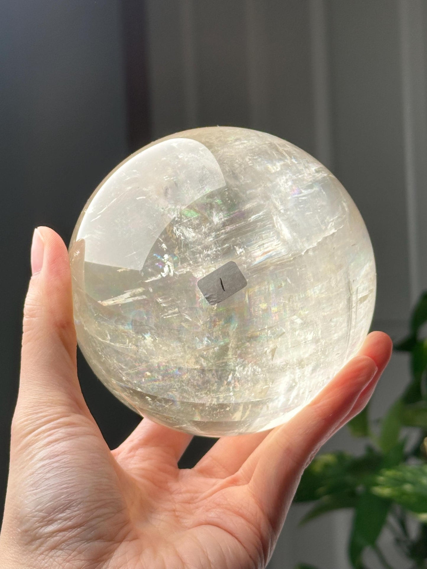 Optical Calcite Sphere | Natural Clear Calcite Crystal Ball | Iceland Spar Mineral Orb Specimen for Collectors Display Decor Accent
