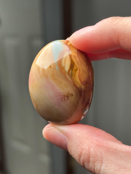 Mini Polychrome Jasper Palmstone | Colorful Stone Handheld Sculpture | Smooth Mineral Display Piece | Decorative Crystal Collectible