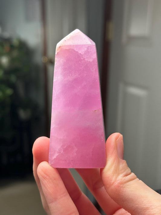 Pink Aragonite Tower | Natural Pink Aragonite Crystal Point | Polished Mineral Specimen for Collectors Display Decor Accent