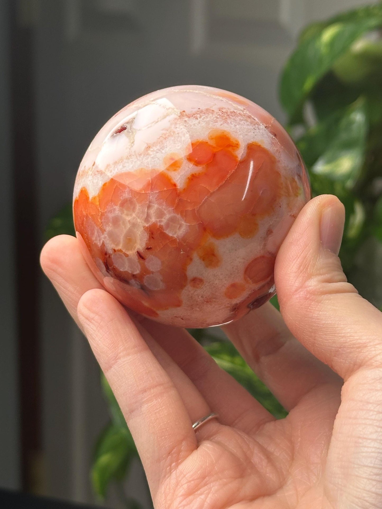 Carnelian Sphere | Crystal Ball for Motivation and Vitality | Orange Gemstone Orb | Root Chakra Healing Stone | Decorative Crystal Decor