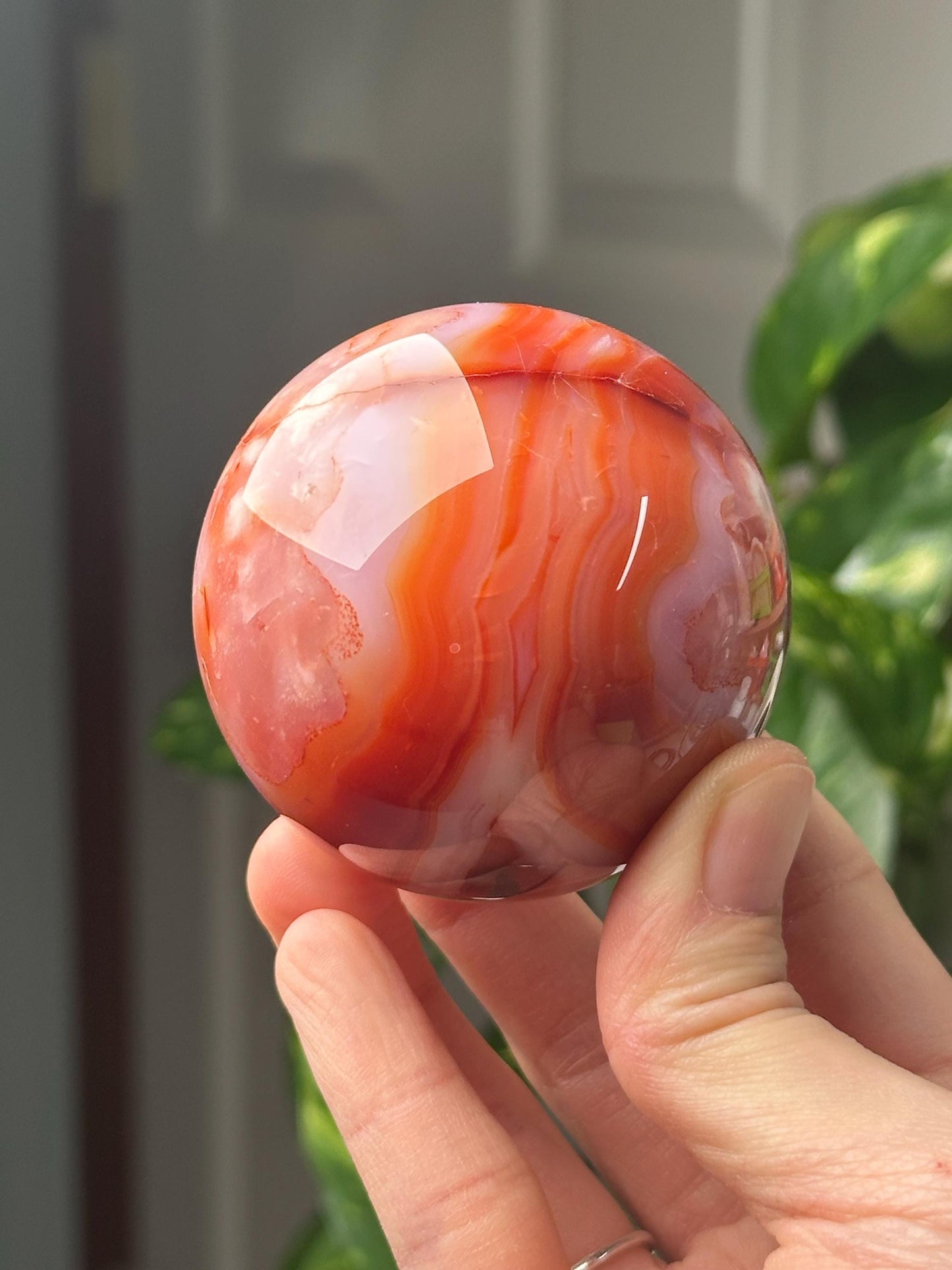 Carnelian Sphere | Crystal Ball for Motivation and Vitality | Orange Gemstone Orb | Root Chakra Healing Stone | Decorative Crystal Decor