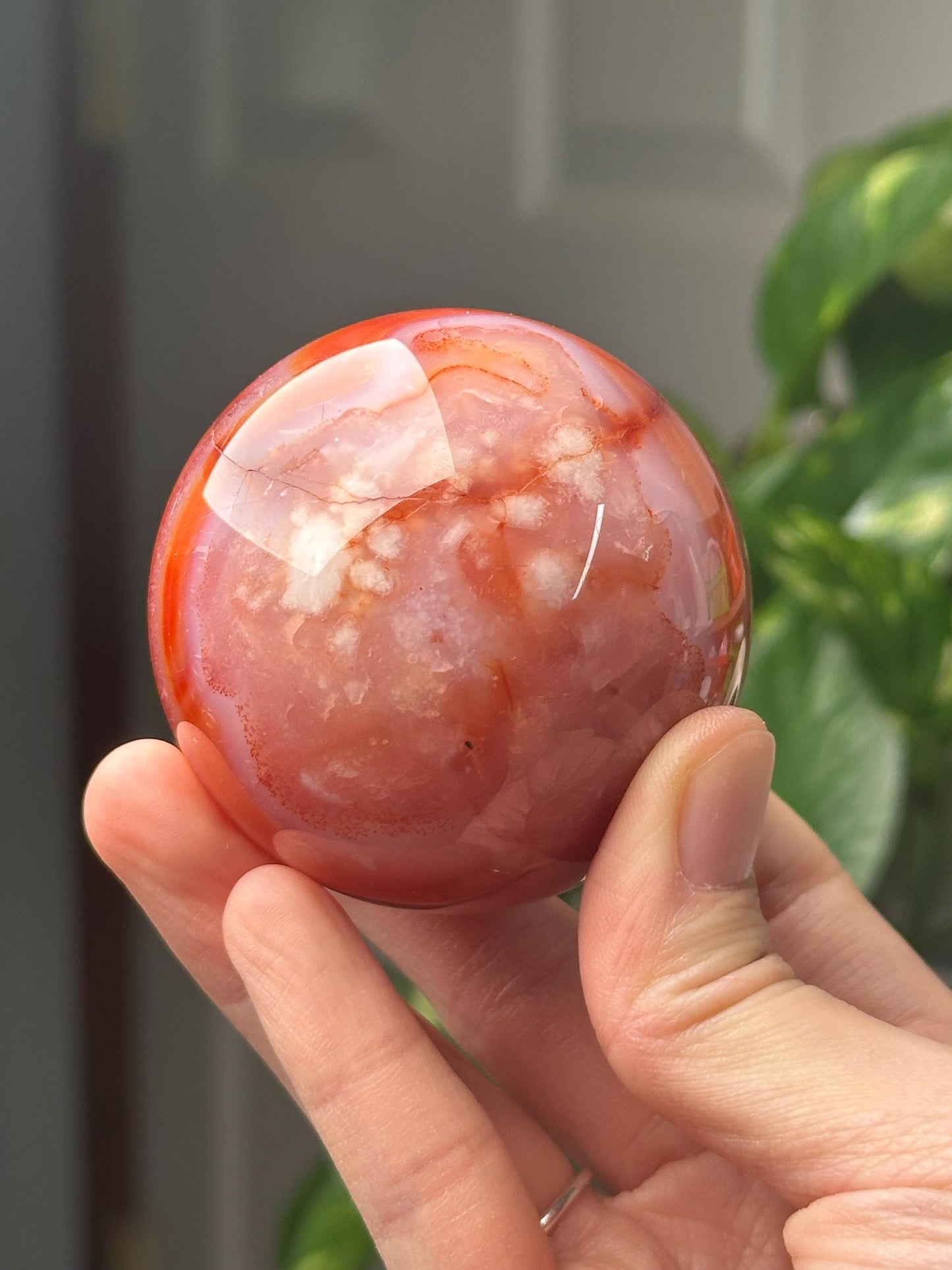 Carnelian Sphere | Crystal Ball for Motivation and Vitality | Orange Gemstone Orb | Root Chakra Healing Stone | Decorative Crystal Decor
