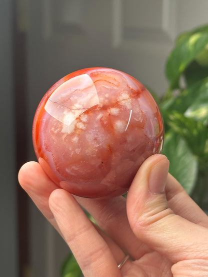 Carnelian Sphere | Crystal Ball for Motivation and Vitality | Orange Gemstone Orb | Root Chakra Healing Stone | Decorative Crystal Decor