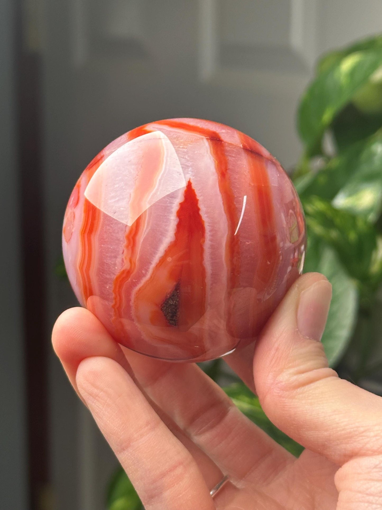 Carnelian Sphere | Crystal Ball for Motivation and Vitality | Orange Gemstone Orb | Root Chakra Healing Stone | Decorative Crystal Decor