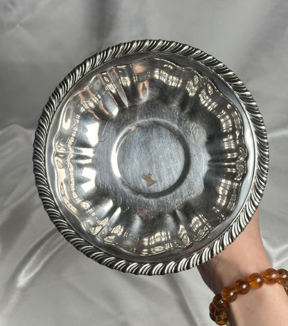 Vintage Silver Plated Bowl Dish | Ornate Decorative Trinket Tray | Antique Style Oneida Silver Plate for Jewelry Crystal Display Home Decor