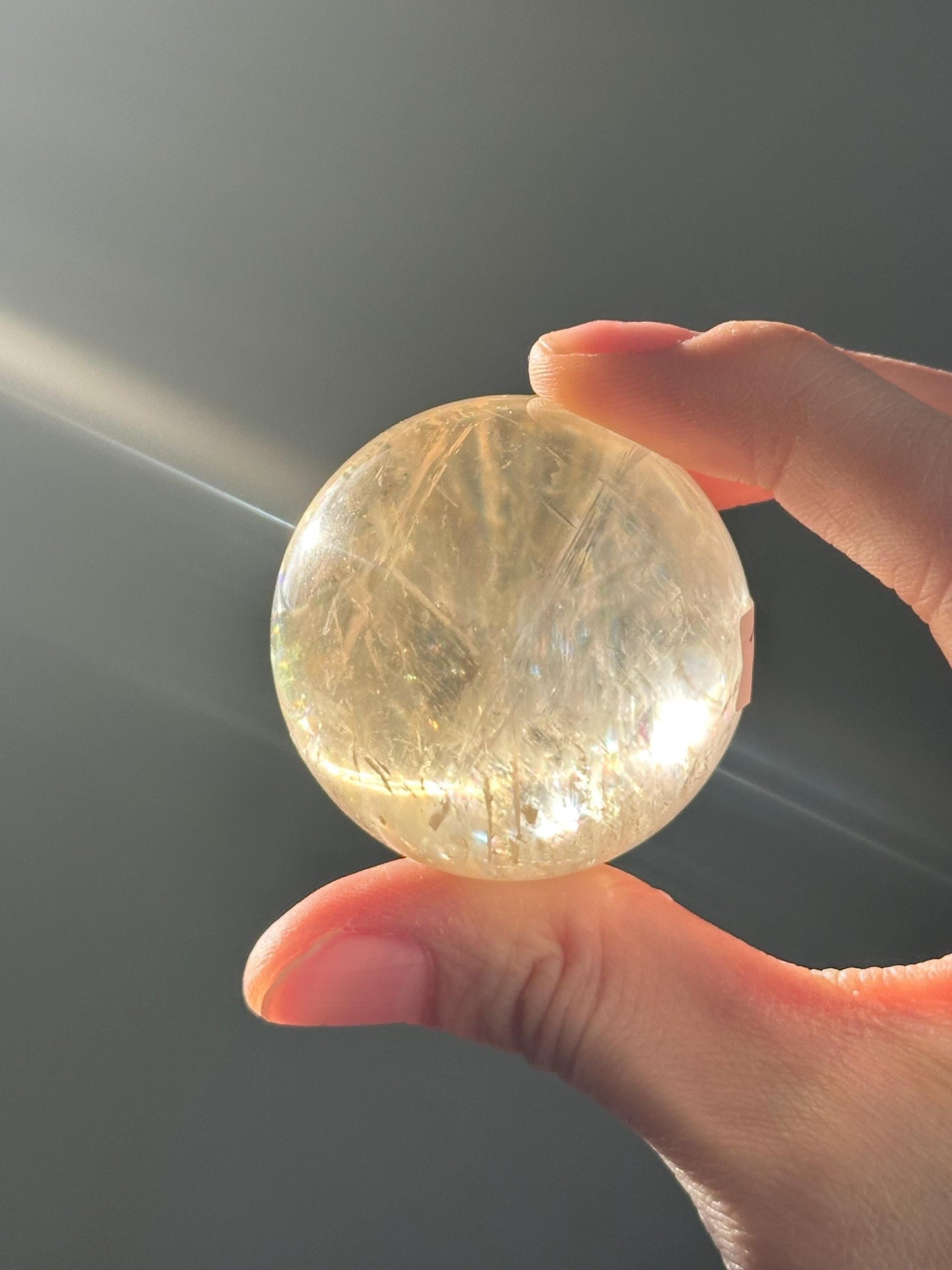 Optical Calcite Sphere | Natural Clear Calcite Crystal Ball | Iceland Spar Mineral Orb Specimen for Collectors Display Decor Accent