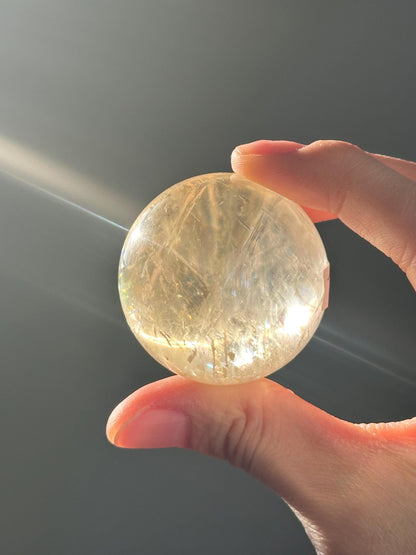 Optical Calcite Sphere | Natural Clear Calcite Crystal Ball | Iceland Spar Mineral Orb Specimen for Collectors Display Decor Accent
