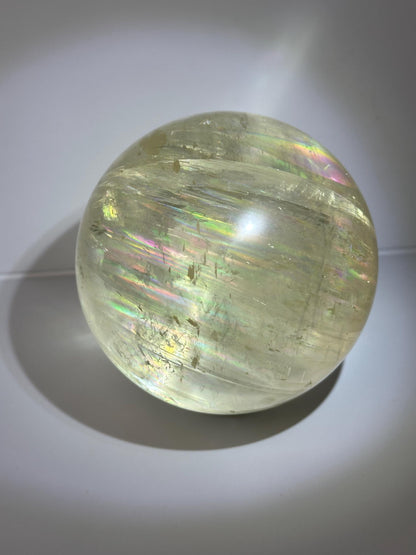 Optical Calcite Sphere | Natural Clear Calcite Crystal Ball | Iceland Spar Mineral Orb Specimen for Collectors Display Decor Accent