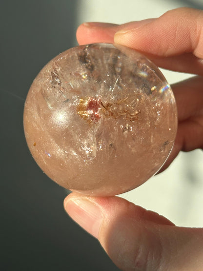 Pink Fire Quartz | Natural Hematite Included Quartz Crystal | Vibrant Mineral Display Piece for Collectors Cabinet Decor Accent