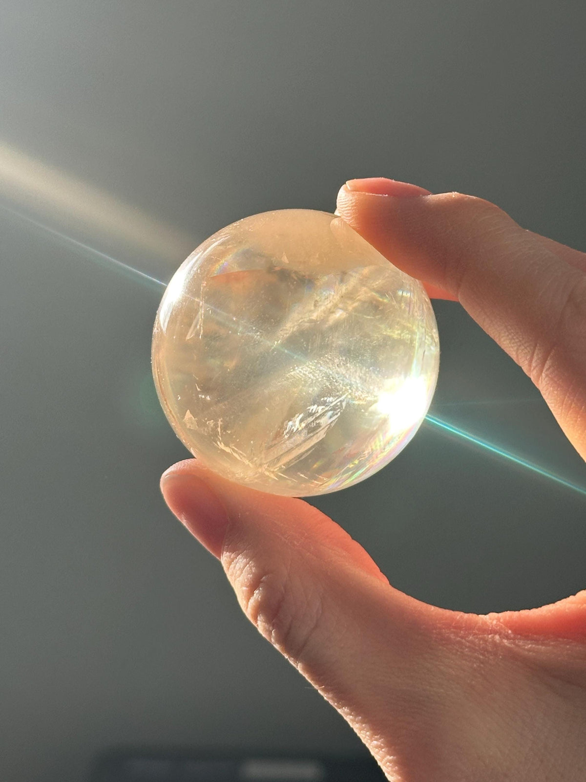 Optical Calcite Sphere | Natural Clear Calcite Crystal Ball | Iceland Spar Mineral Orb Specimen for Collectors Display Decor Accent