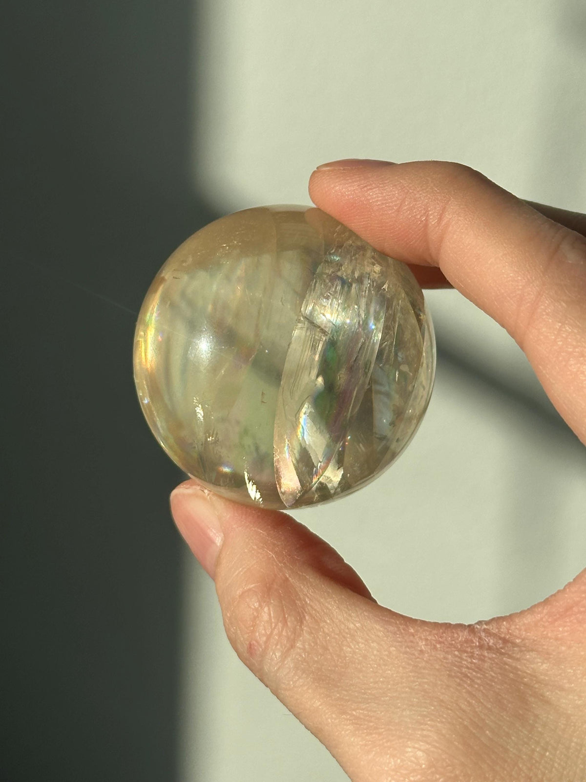 Optical Calcite Sphere | Natural Clear Calcite Crystal Ball | Iceland Spar Mineral Orb Specimen for Collectors Display Decor Accent