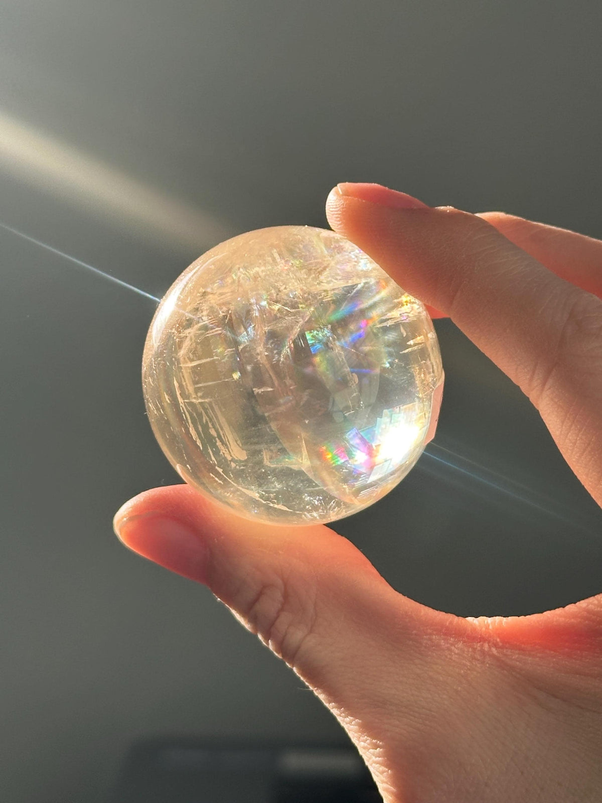 Optical Calcite Sphere | Natural Clear Calcite Crystal Ball | Iceland Spar Mineral Orb Specimen for Collectors Display Decor Accent