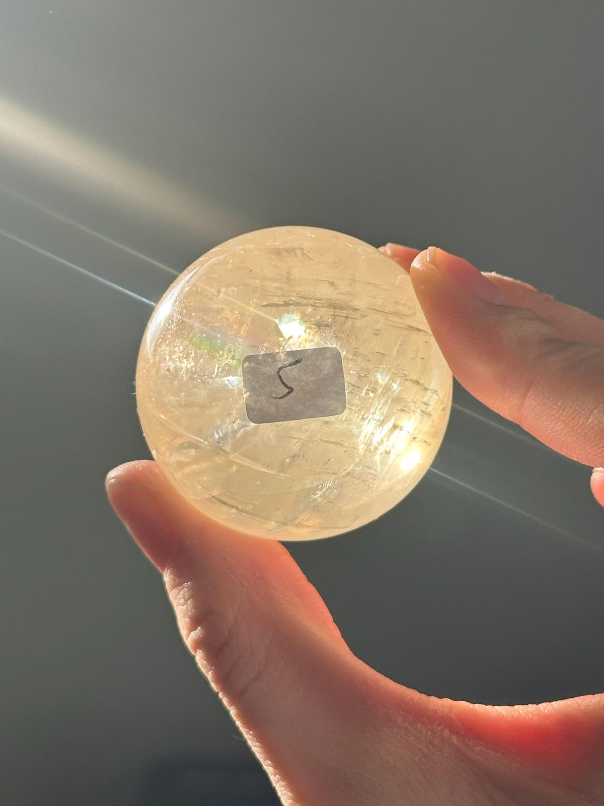 Optical Calcite Sphere | Natural Clear Calcite Crystal Ball | Iceland Spar Mineral Orb Specimen for Collectors Display Decor Accent