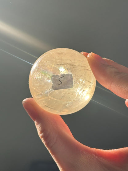 Optical Calcite Sphere | Natural Clear Calcite Crystal Ball | Iceland Spar Mineral Orb Specimen for Collectors Display Decor Accent