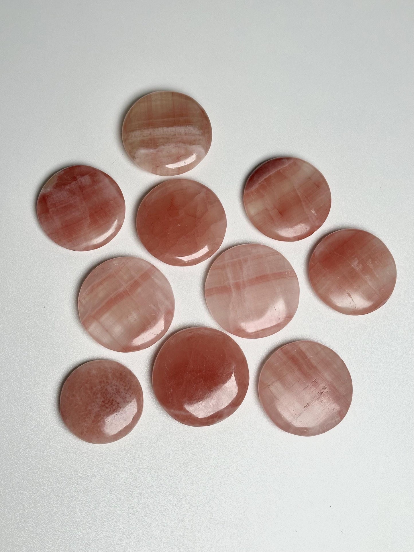Rose Calcite Palmstone | Natural Pink Calcite Hand Stone | Polished Mineral Specimen for Collectors Display Decor Accent