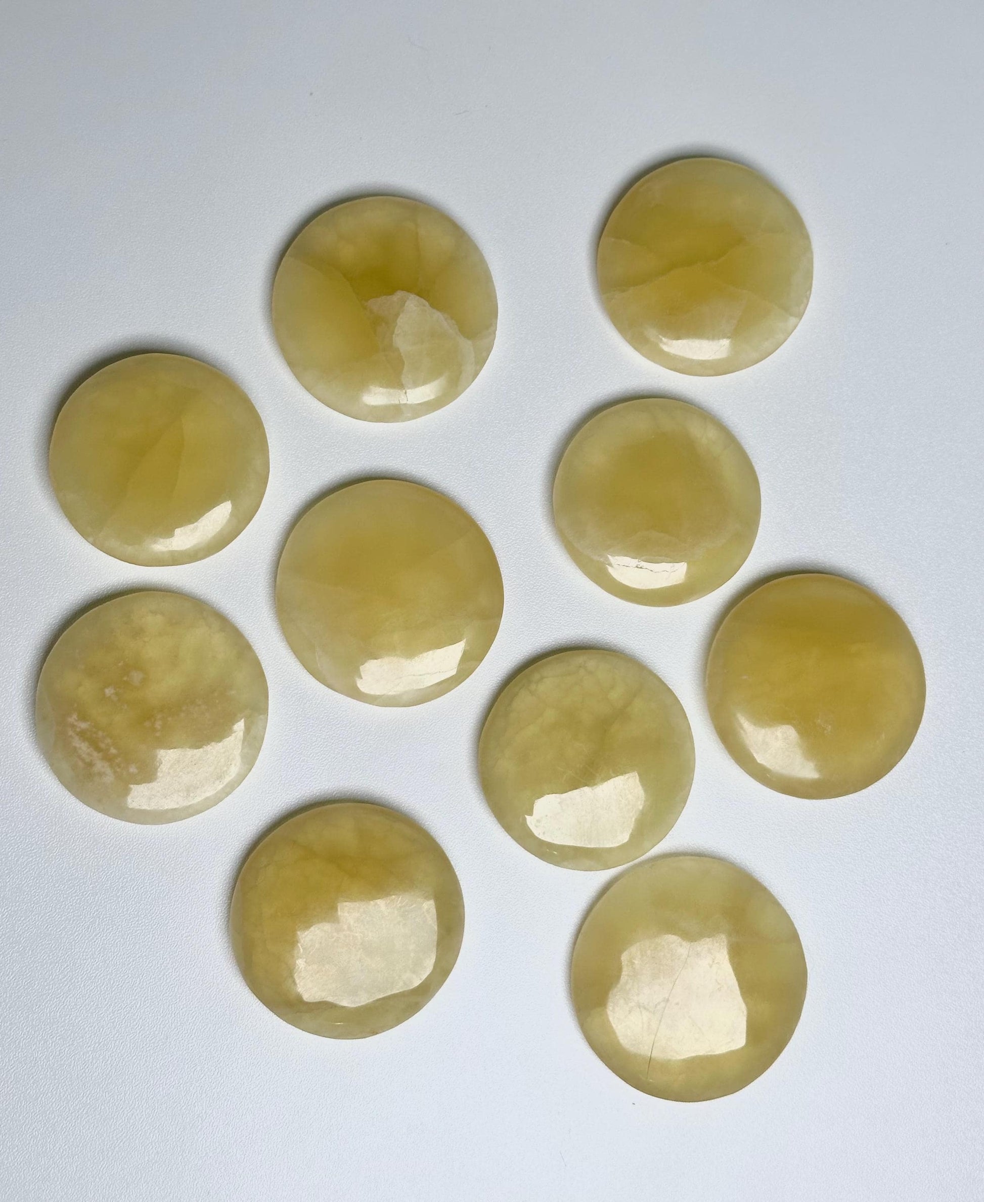 Lemon Calcite Palmstone | Natural Yellow Calcite Hand Stone | Polished Mineral Specimen for Collectors Display Decor Accent