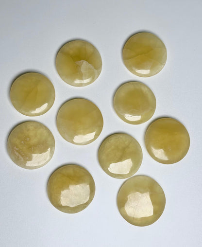 Lemon Calcite Palmstone | Natural Yellow Calcite Hand Stone | Polished Mineral Specimen for Collectors Display Decor Accent