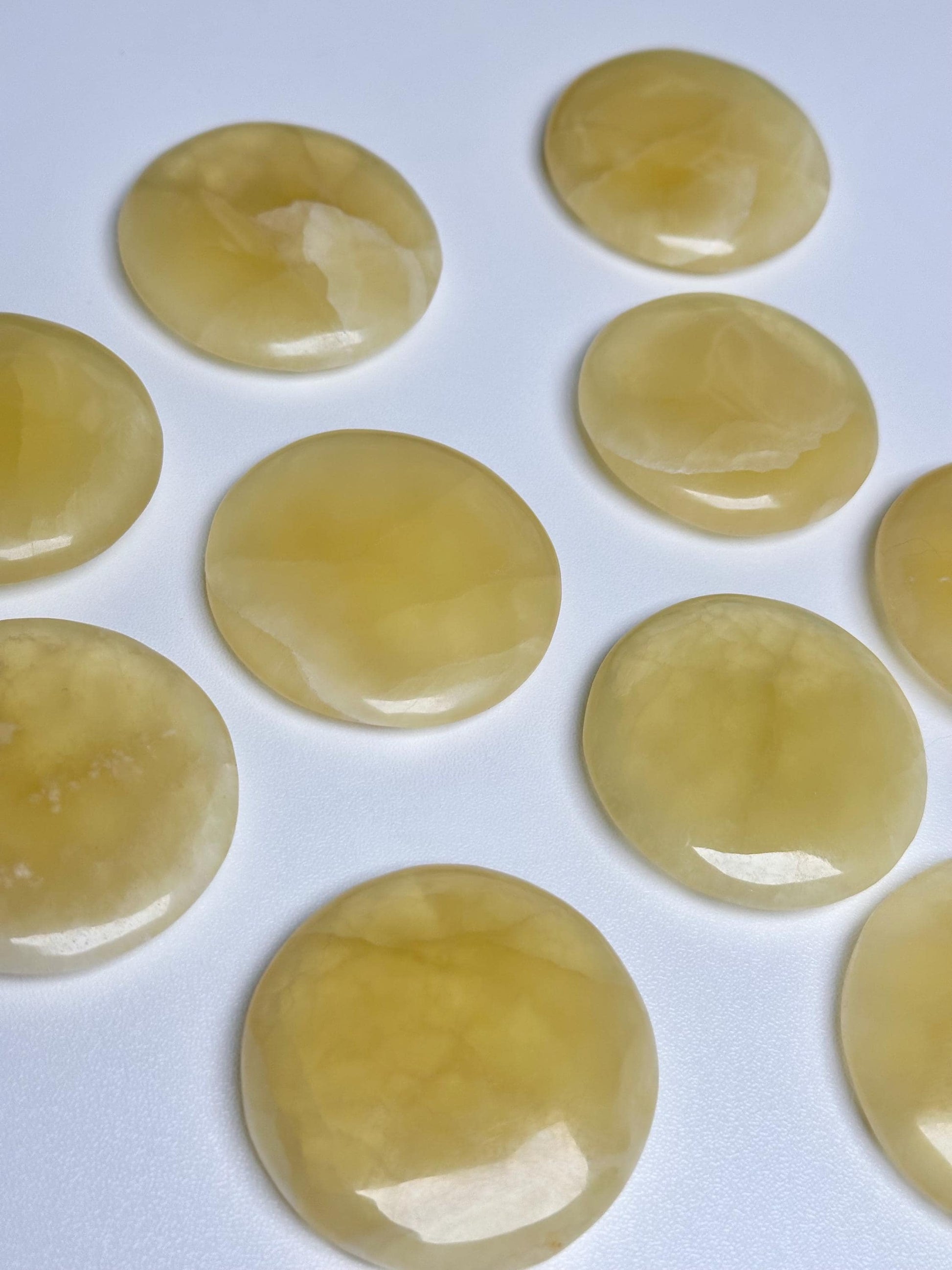 Lemon Calcite Palmstone | Natural Yellow Calcite Hand Stone | Polished Mineral Specimen for Collectors Display Decor Accent
