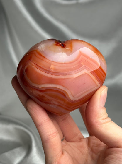 Carnelian Heart | Natural Orange Carnelian Crystal Heart Carving | Polished Mineral Specimen for Collectors Display Decor Accent