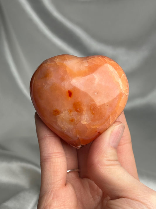 Carnelian Heart | Natural Orange Carnelian Crystal Heart Carving | Polished Mineral Specimen for Collectors Display Decor Accent