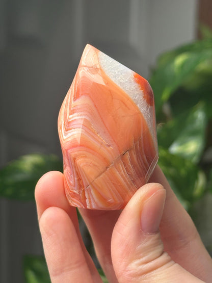 Carnelian Flame | Natural Orange Carnelian Crystal Flame Carving | Polished Mineral Specimen for Collectors Display Decor Accent