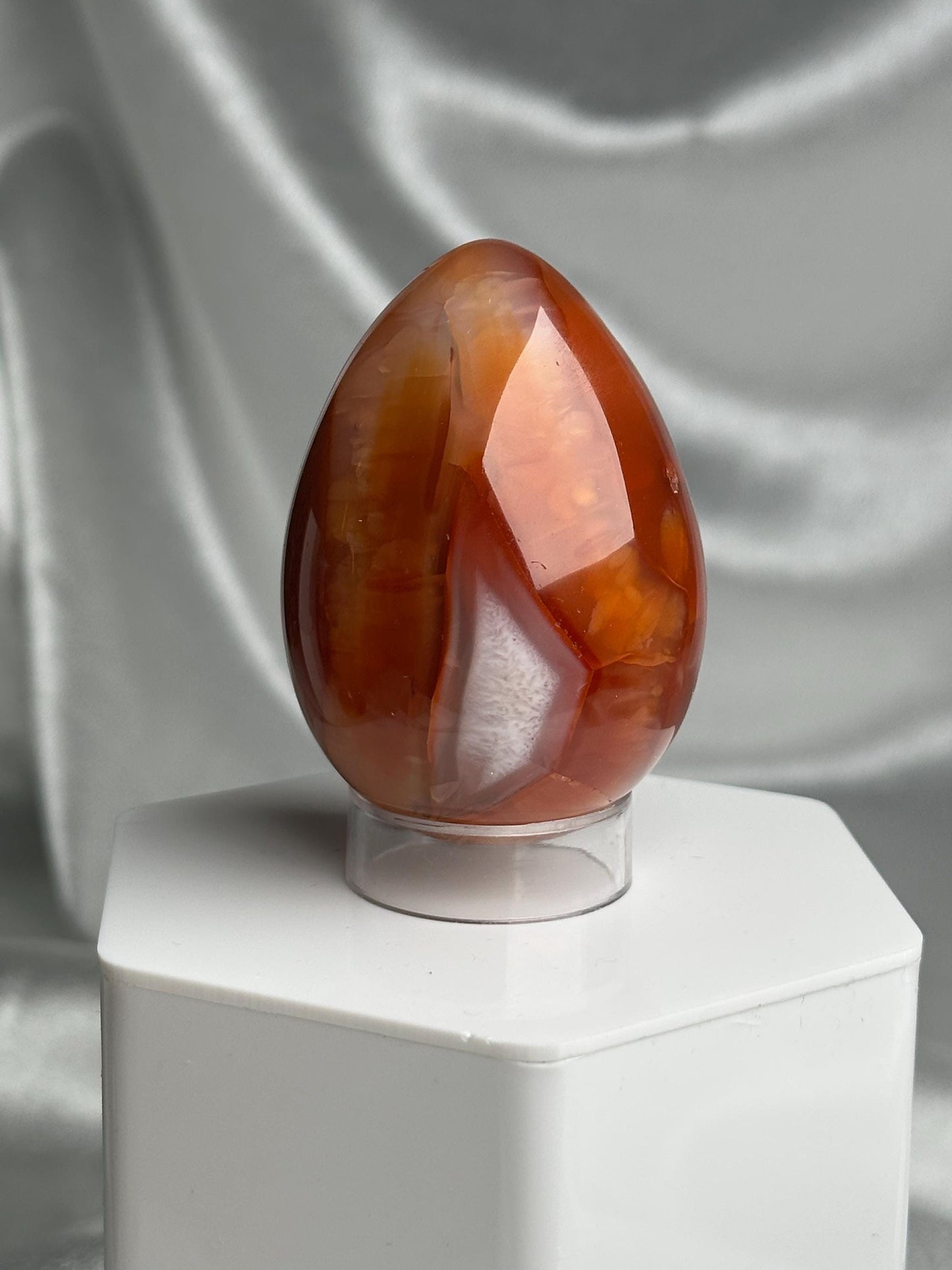 Carnelian Egg | Natural Orange Carnelian Crystal Egg Carving | Polished Mineral Specimen for Collectors Display Decor Accent