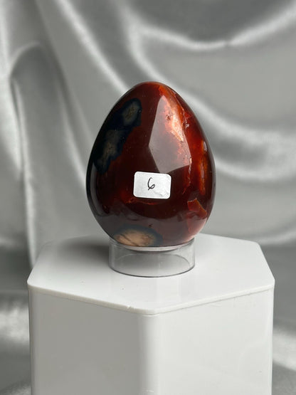 Carnelian Egg | Natural Orange Carnelian Crystal Egg Carving | Polished Mineral Specimen for Collectors Display Decor Accent