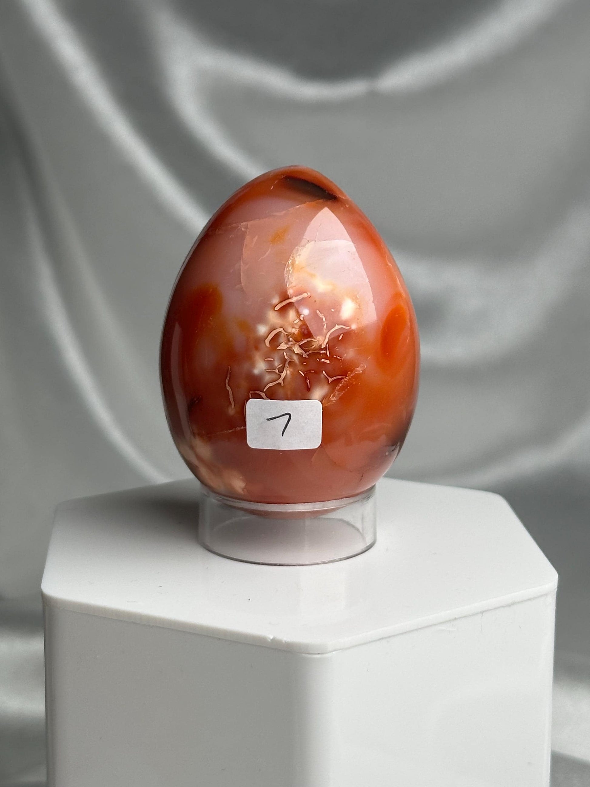 Carnelian Egg | Natural Orange Carnelian Crystal Egg Carving | Polished Mineral Specimen for Collectors Display Decor Accent