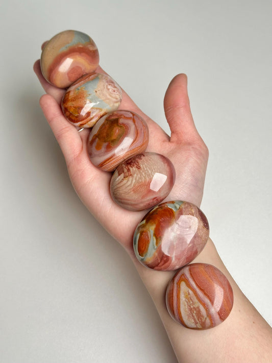 Polychrome Jasper Palmstone - YOU PICK! | Colorful Stone Handheld Sculpture | Smooth Mineral Display Piece | Decorative Crystal Collectible