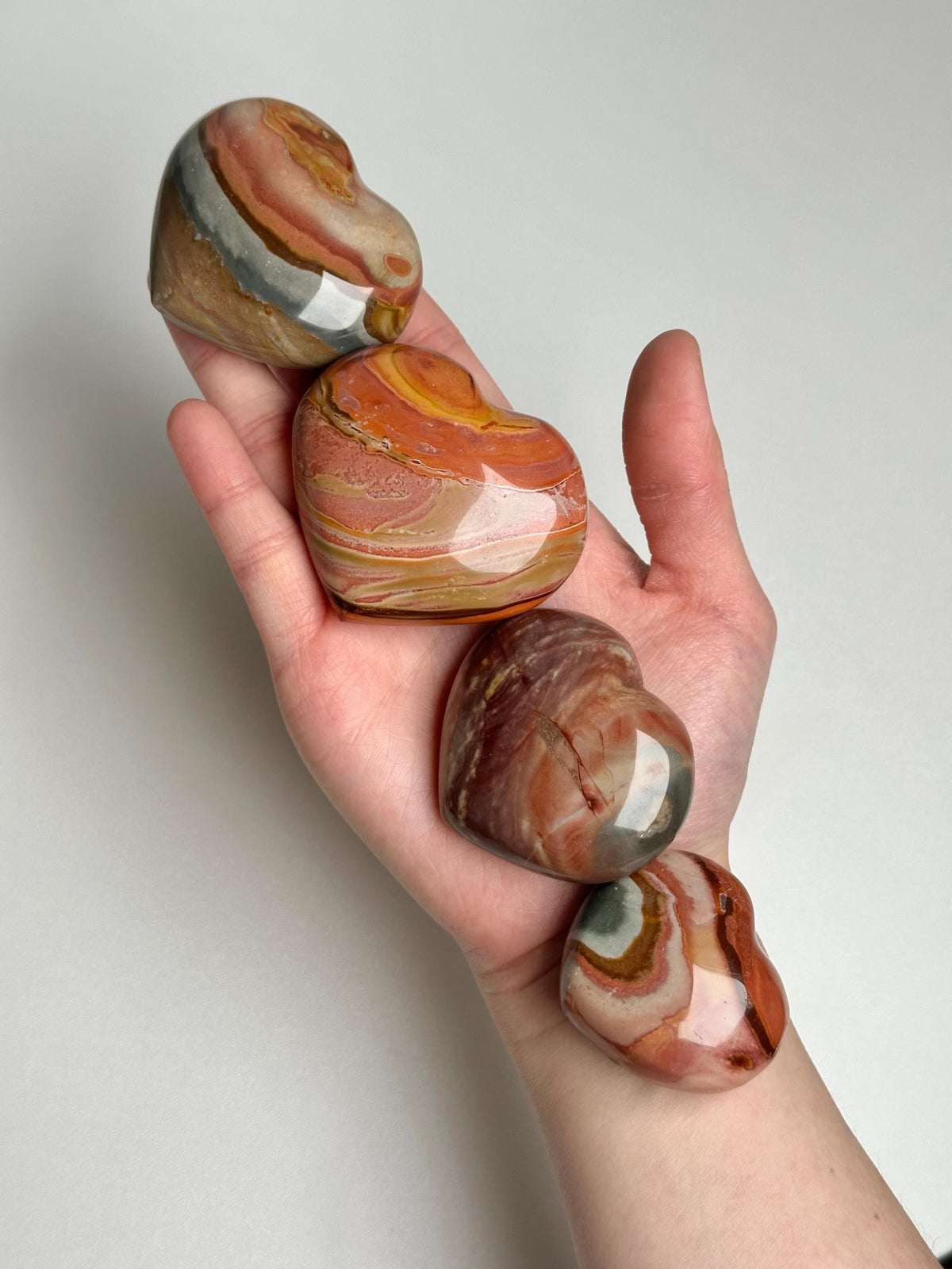Polychrome Jasper Heart Carving | Multicolor Stone Sculpture | Smooth Mineral Display Piece | Decorative Collectible Crystal Accent