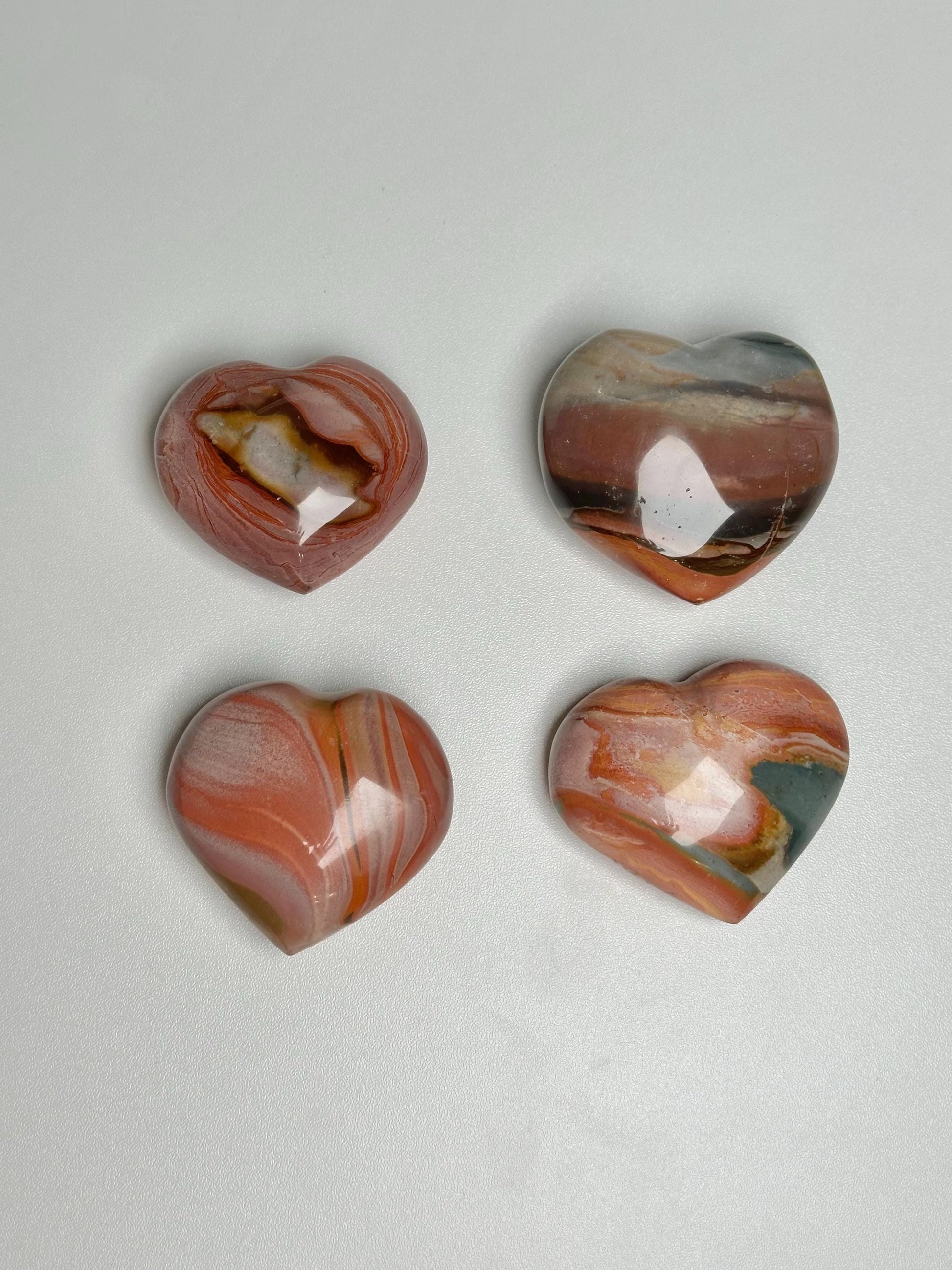 Polychrome Jasper Heart Carving | Multicolor Stone Sculpture | Smooth Mineral Display Piece | Decorative Collectible Crystal Accent