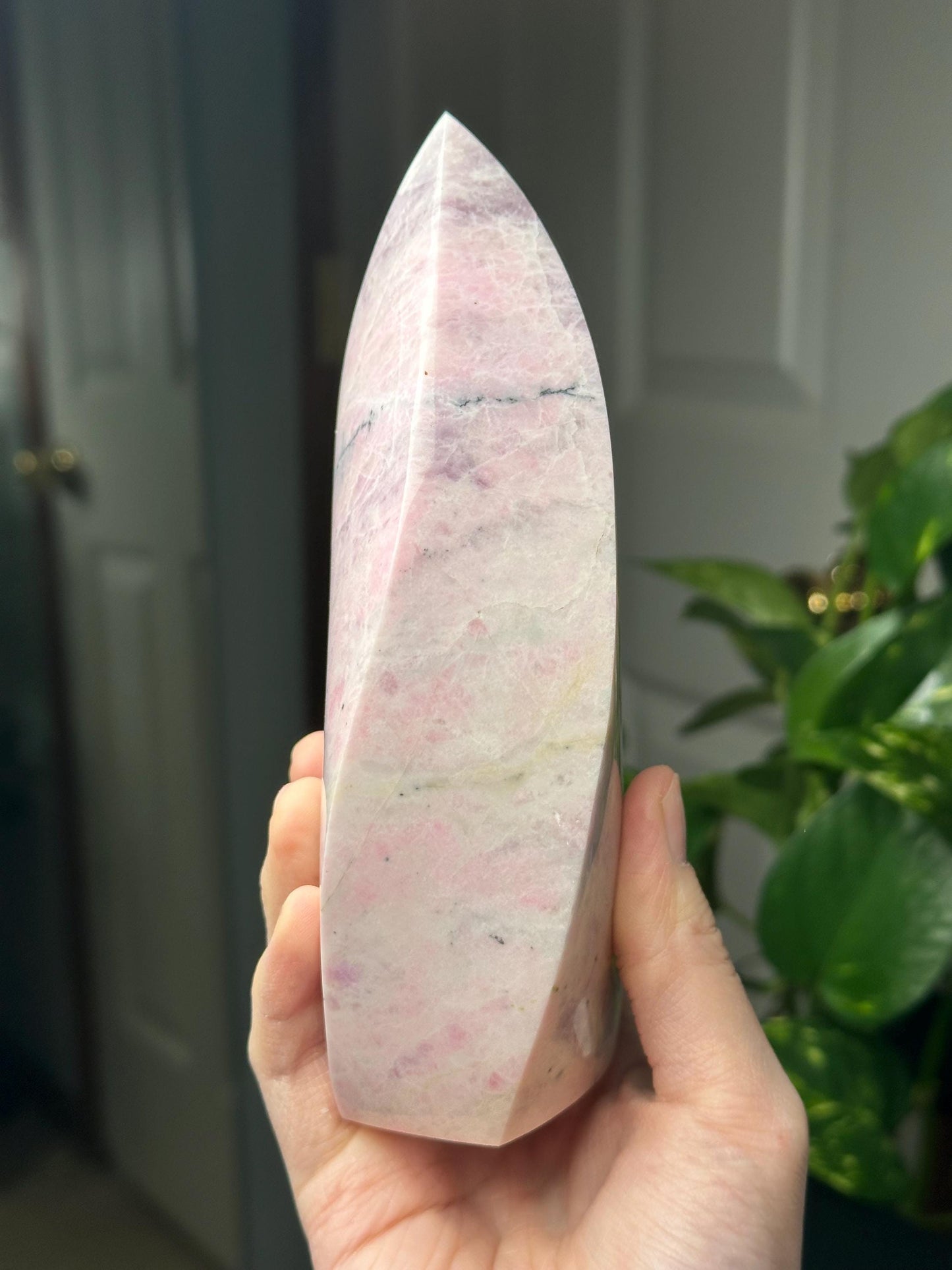 Hackmanite Pink Sodalite Flame | Natural UV Reactive Sodalite Group Mineral Carving | Rare Crystal Display Specimen for Collectors Decor
