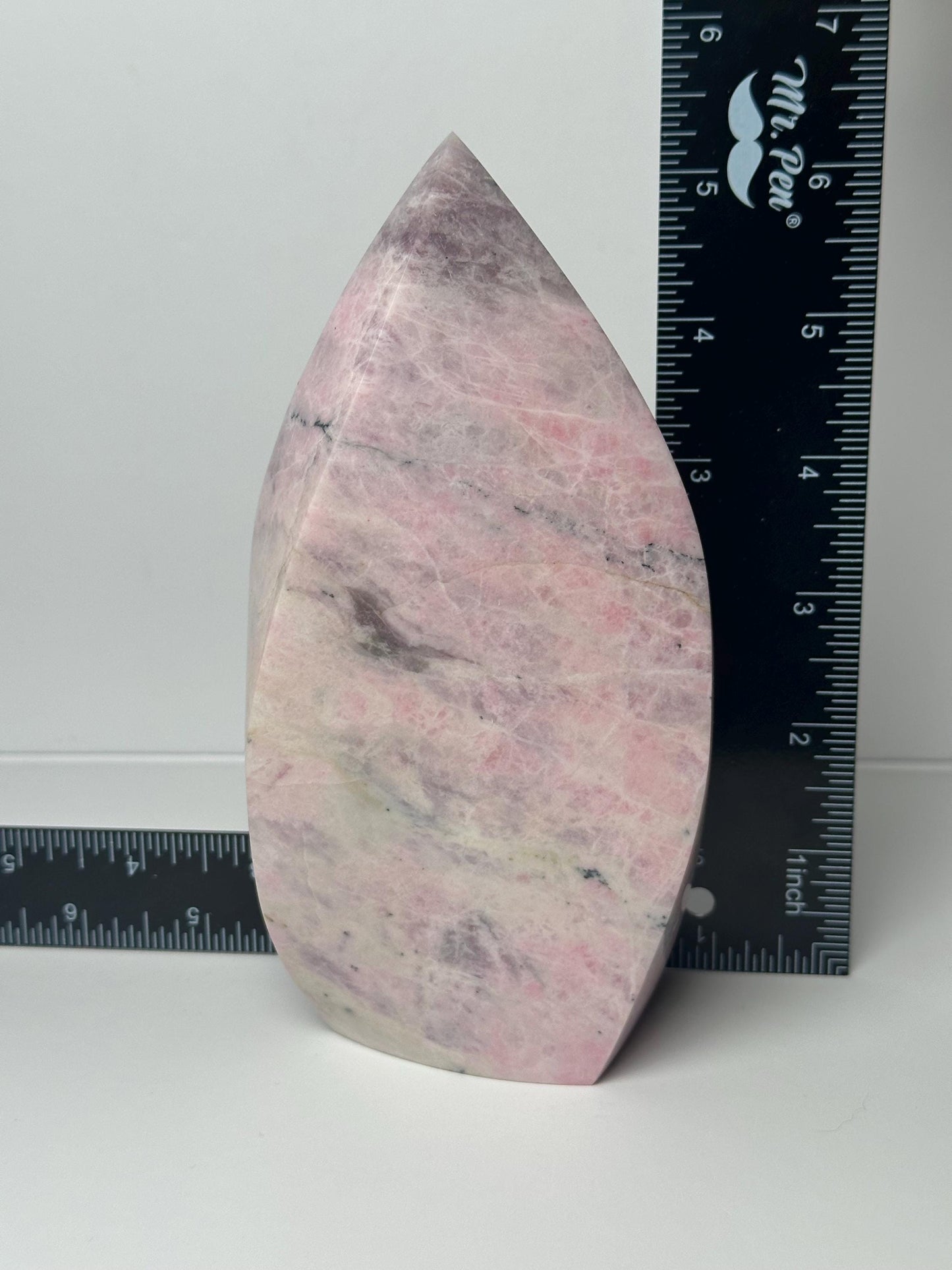 Hackmanite Pink Sodalite Flame | Natural UV Reactive Sodalite Group Mineral Carving | Rare Crystal Display Specimen for Collectors Decor