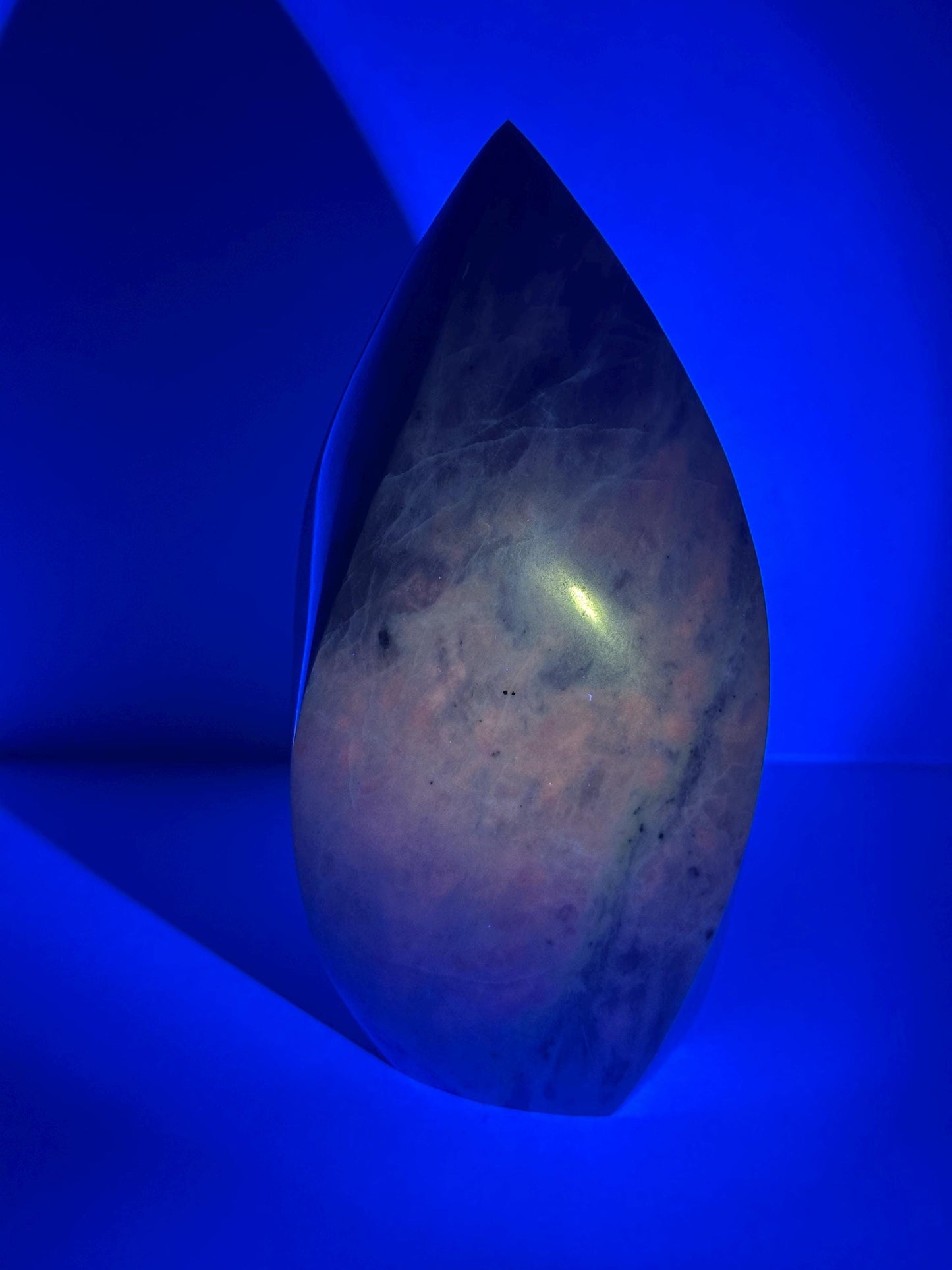 Hackmanite Pink Sodalite Flame | Natural UV Reactive Sodalite Group Mineral Carving | Rare Crystal Display Specimen for Collectors Decor