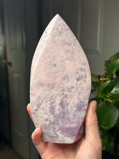 Hackmanite Pink Sodalite Flame | Natural UV Reactive Sodalite Group Mineral Carving | Rare Crystal Display Specimen for Collectors Decor