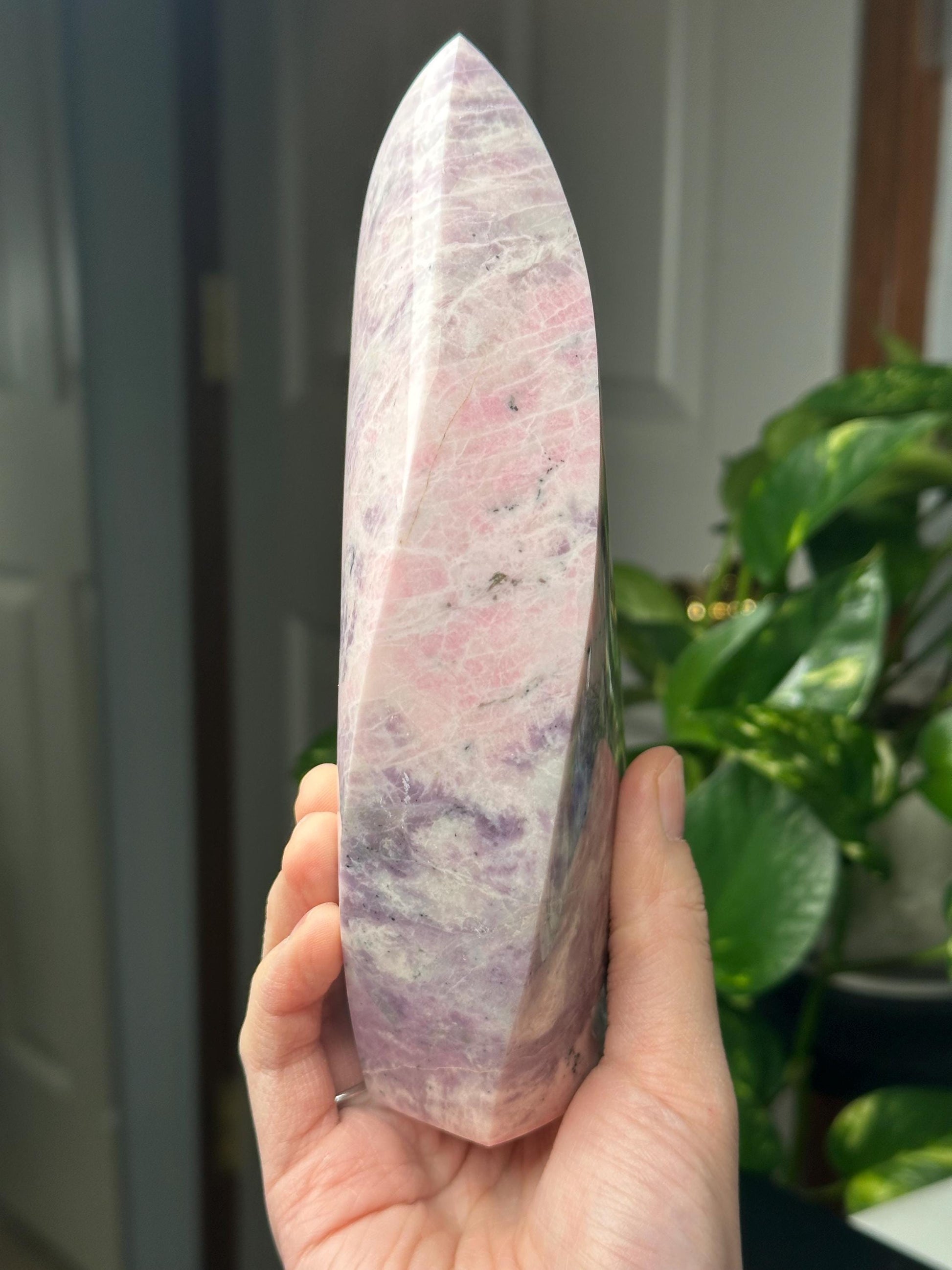 Hackmanite Pink Sodalite Flame | Natural UV Reactive Sodalite Group Mineral Carving | Rare Crystal Display Specimen for Collectors Decor