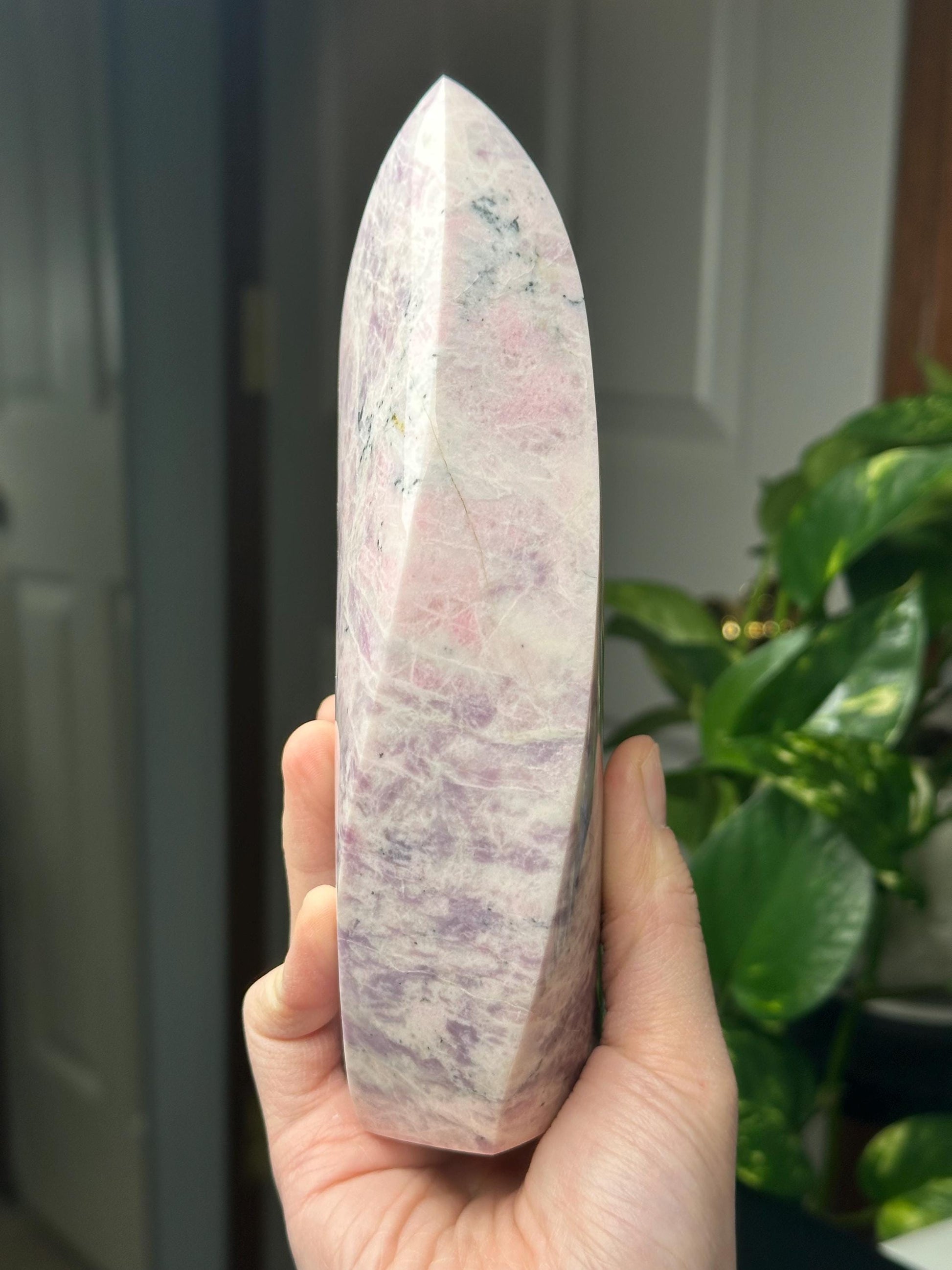 Hackmanite Pink Sodalite Flame | Natural UV Reactive Sodalite Group Mineral Carving | Rare Crystal Display Specimen for Collectors Decor