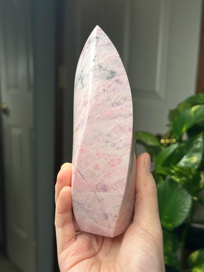 Hackmanite Pink Sodalite Flame | Natural UV Reactive Sodalite Group Mineral Carving | Rare Crystal Display Specimen for Collectors Decor
