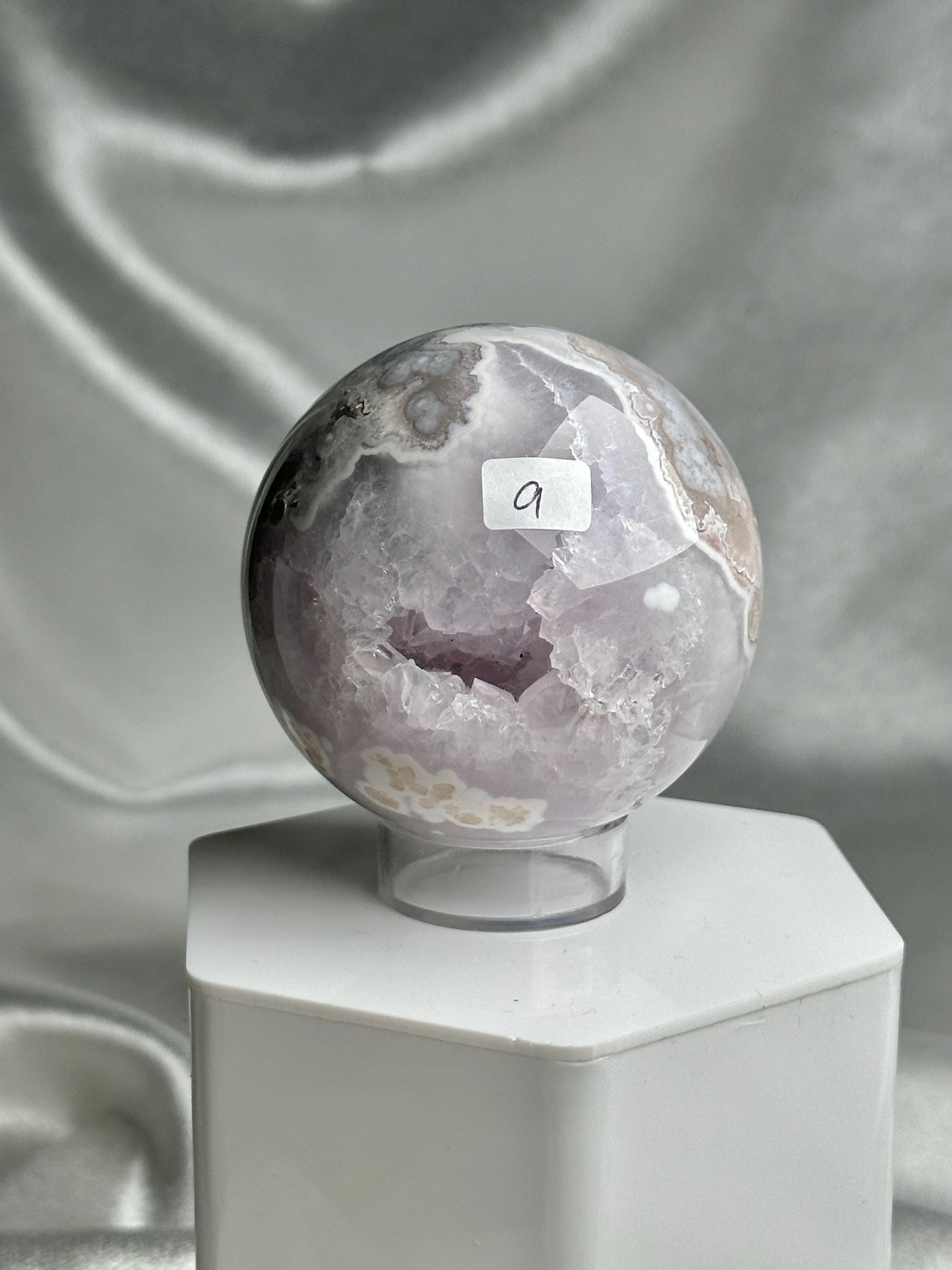 Flower Agate Sphere | Natural Pink Flower Agate Crystal Ball | Polished Mineral Specimen for Collectors Display Decor Accent