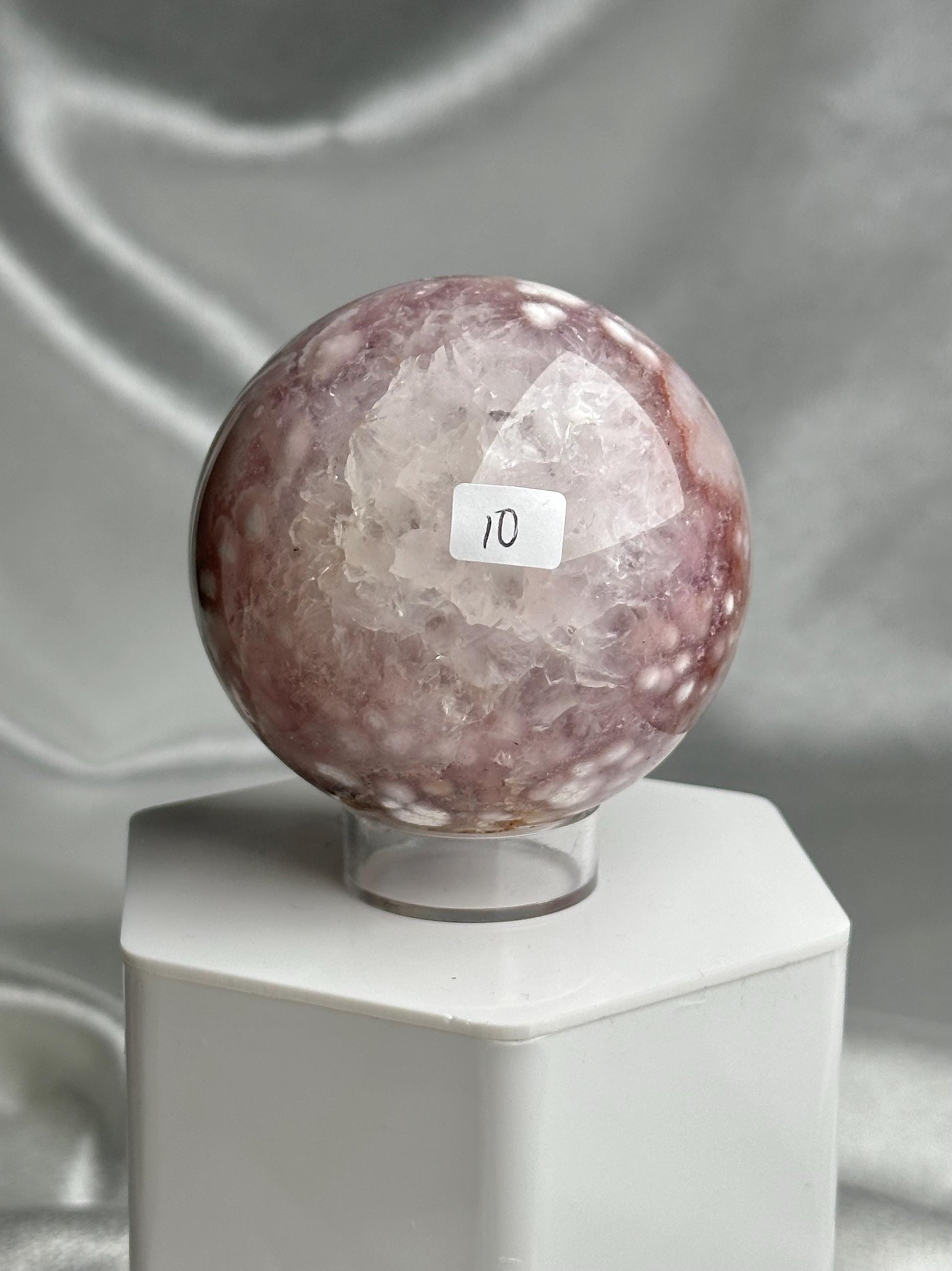 Flower Agate Sphere | Natural Pink Flower Agate Crystal Ball | Polished Mineral Specimen for Collectors Display Decor Accent