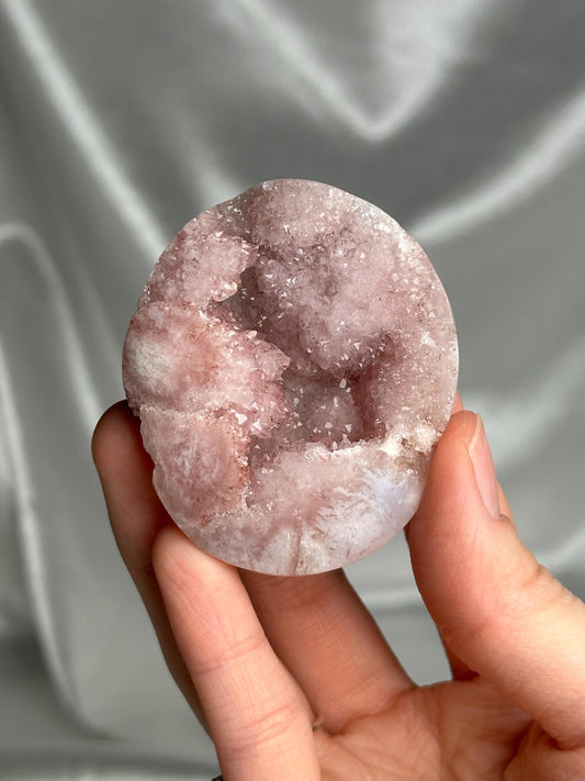 Druzy Flower Agate Palmstone | Natural Flower Agate Hand Stone | Polished Mineral Specimen for Collectors Display Decor Accent