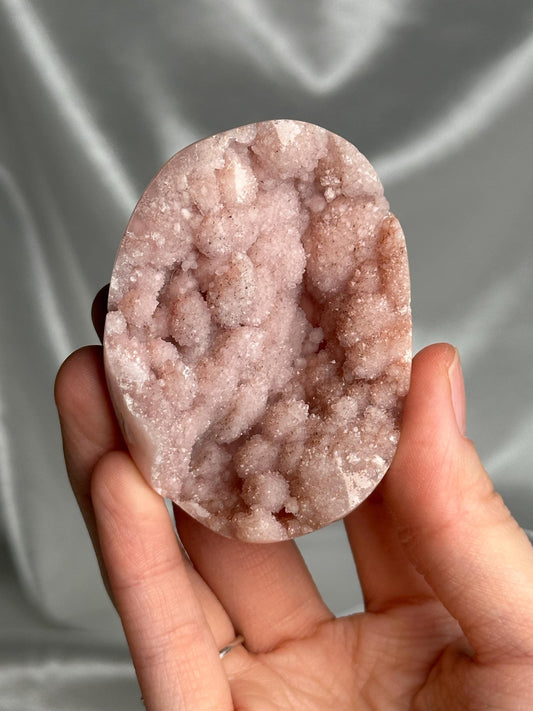 Druzy Flower Agate Palmstone | Natural Flower Agate Hand Stone | Polished Mineral Specimen for Collectors Display Decor Accent
