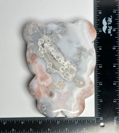 Flower Agate Bear Carving | Natural Flower Agate Animal Sculpture | Polished Mineral Specimen for Collectors Display Decor Accent