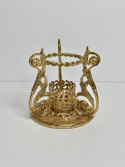 Ornate Brass Candle Holder Double Sphere Holder | Metal Crystal Ball Stand | Decorative Dual Orb Display Base Collectors Home Decor Accent